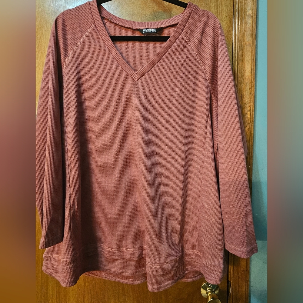 Women's Pink V-Neck Top